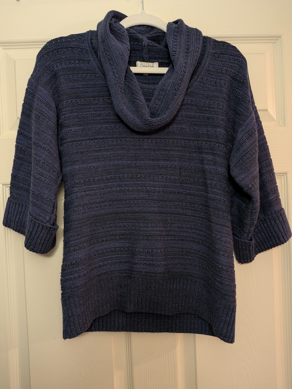 Calvin Klein Navy Blue Cowl Neck Wool Blend Sweater S